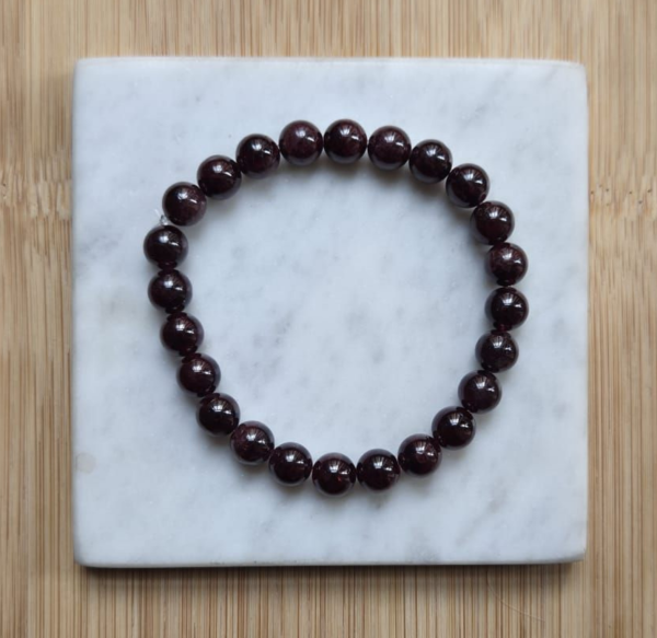 Black Red Garnet Gemstone Beaded Bracelet