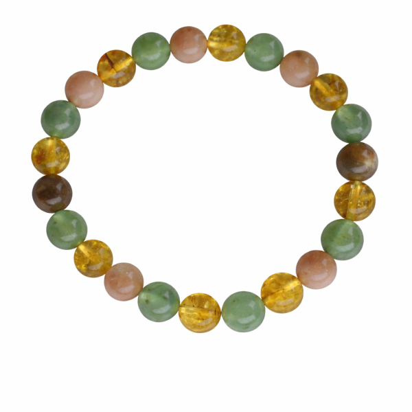 Good Luck Crystal Bracelet With Citrine, Moonstone And Green Aventurine